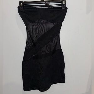 Black Strapless Mesh Dress